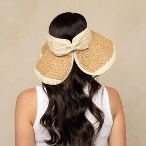 Bijoux Terner Roll-Up Straw Visor Sun Hat NWOT
